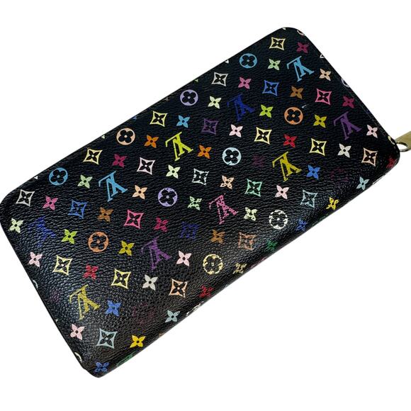 Louis Vuitton Murakami Wallet Multicolor Monogram Vintage Long Zippy Noir Purple - Picture 4 of 14